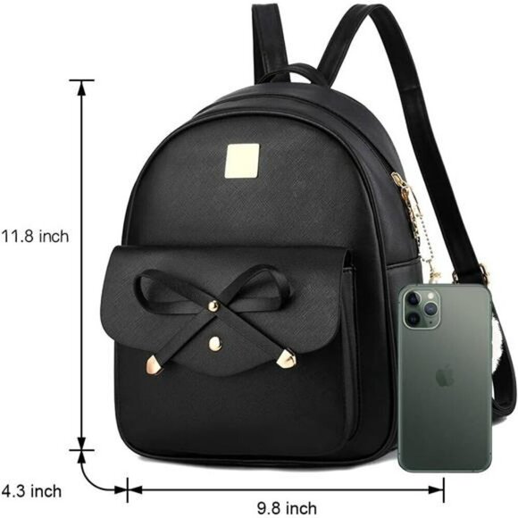 Girls Bowknot 3-Pieces Fahsion Leather Backpack Backpack Purse for Women main image 5